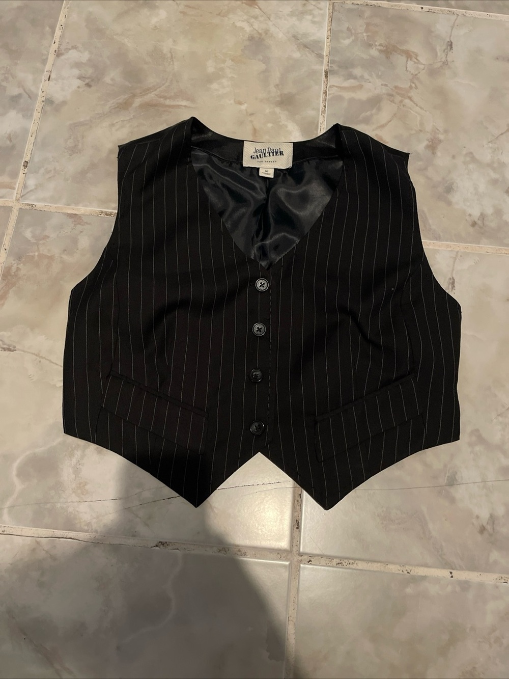 2010 John Paul Gaultier X Target Cropped Pinstriped Vest Shirt SZ M Women’s